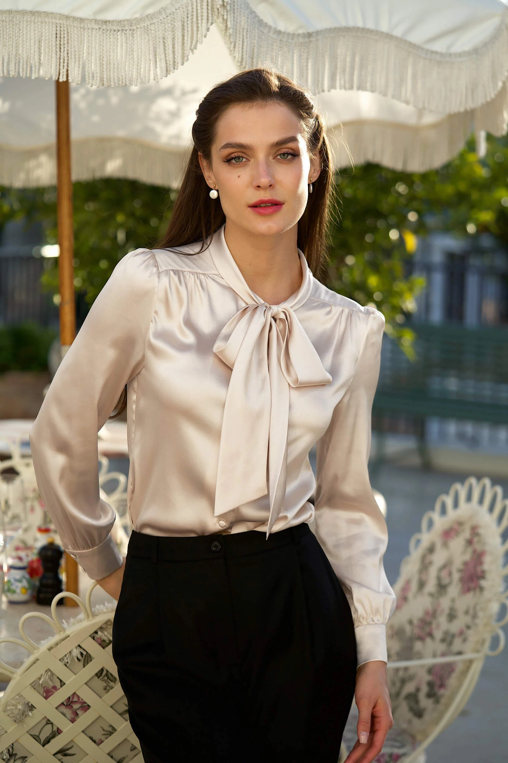 Lena Silk Bow Blouse - Image 10