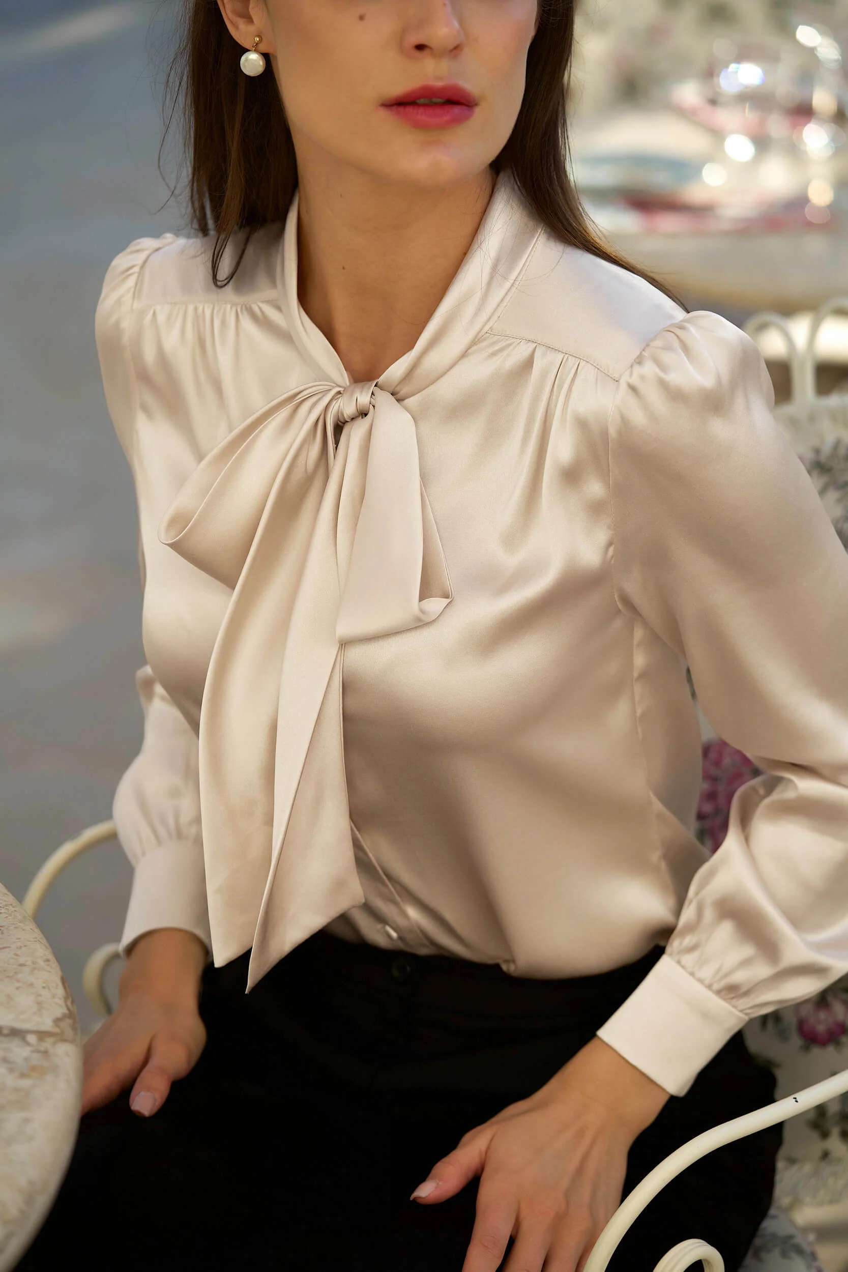 Lena Silk Bow Blouse - Image 12