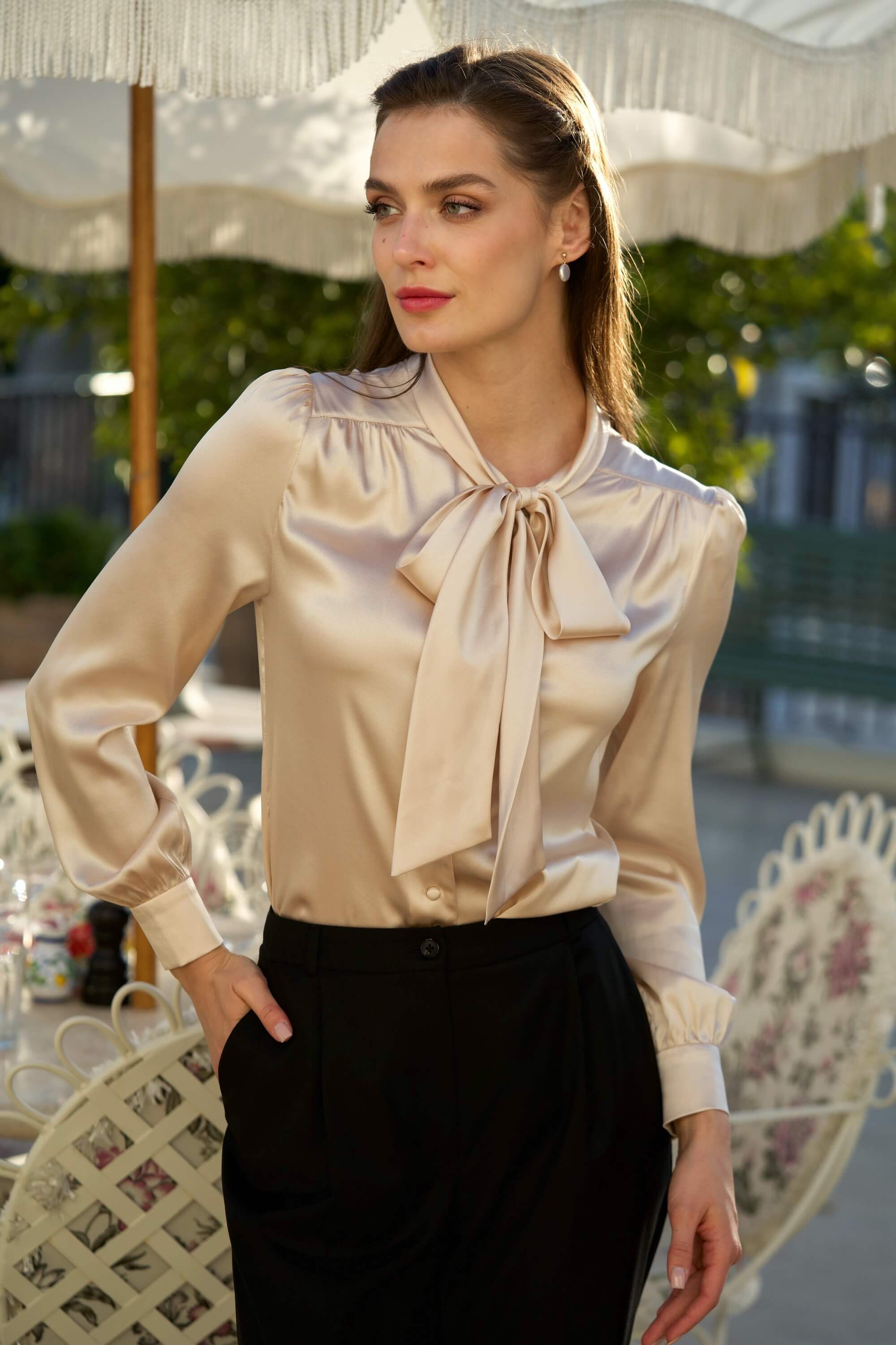 Lena Silk Bow Blouse - Image 16