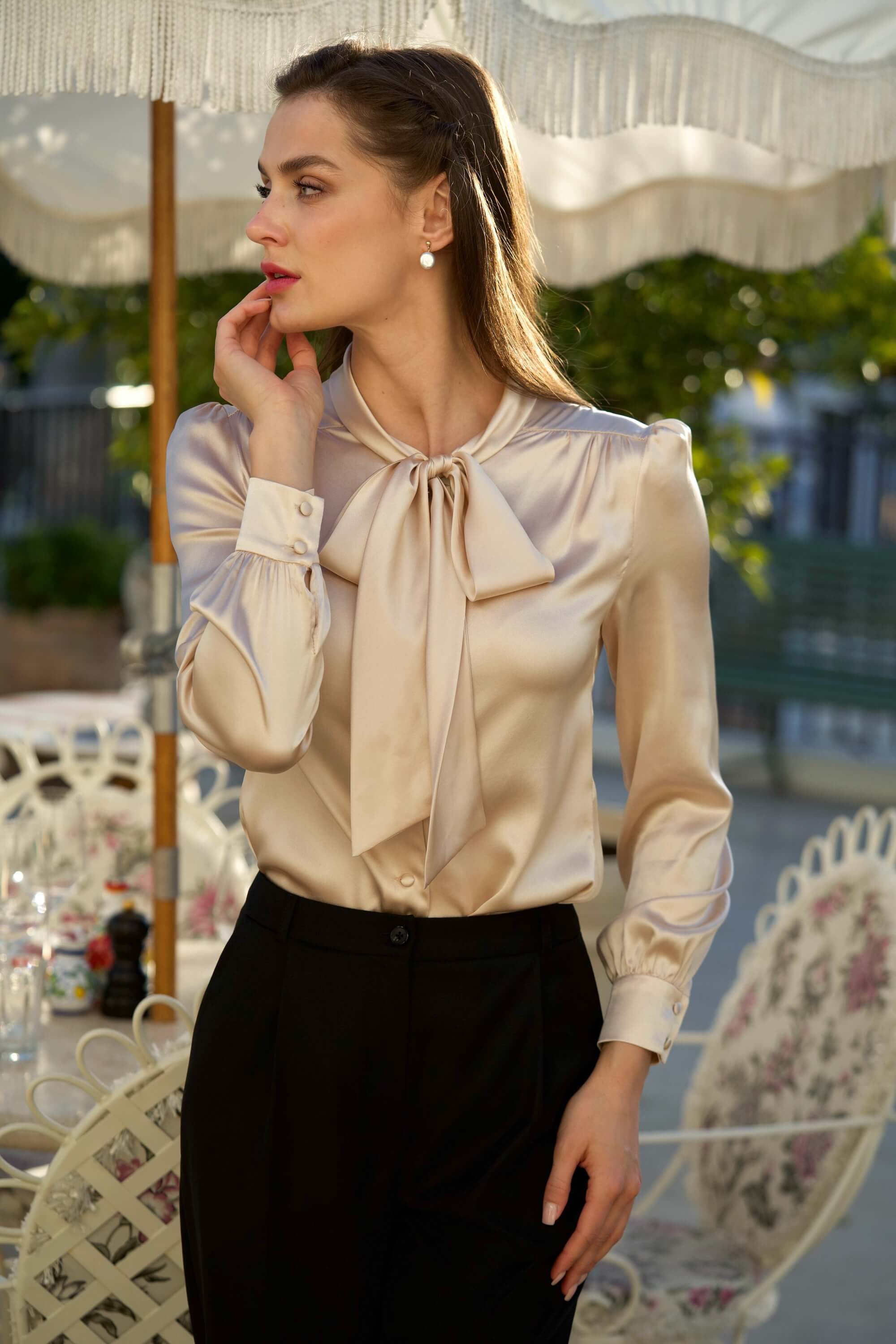 Lena Silk Bow Blouse - Image 17