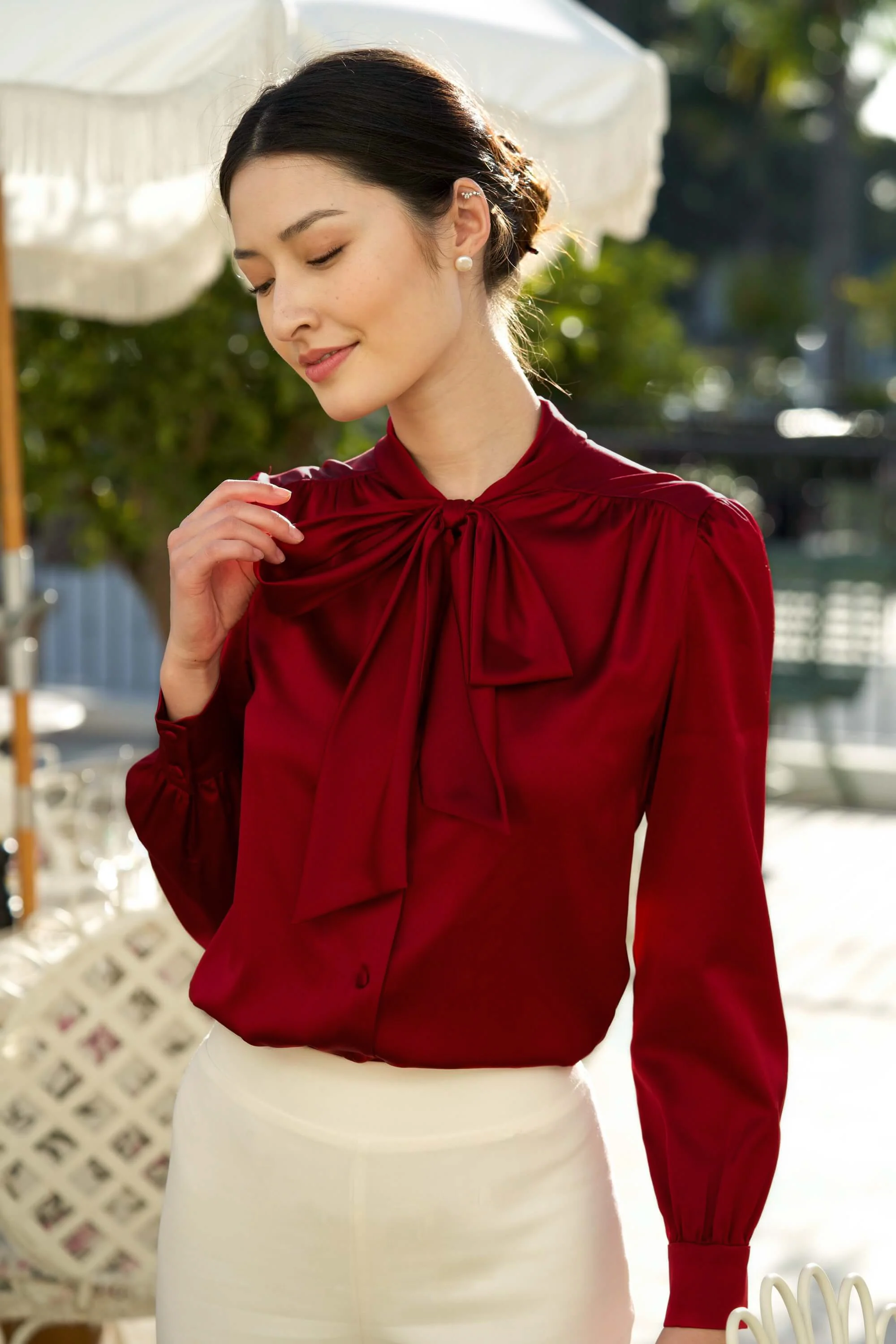Lena Silk Bow Blouse - Image 23