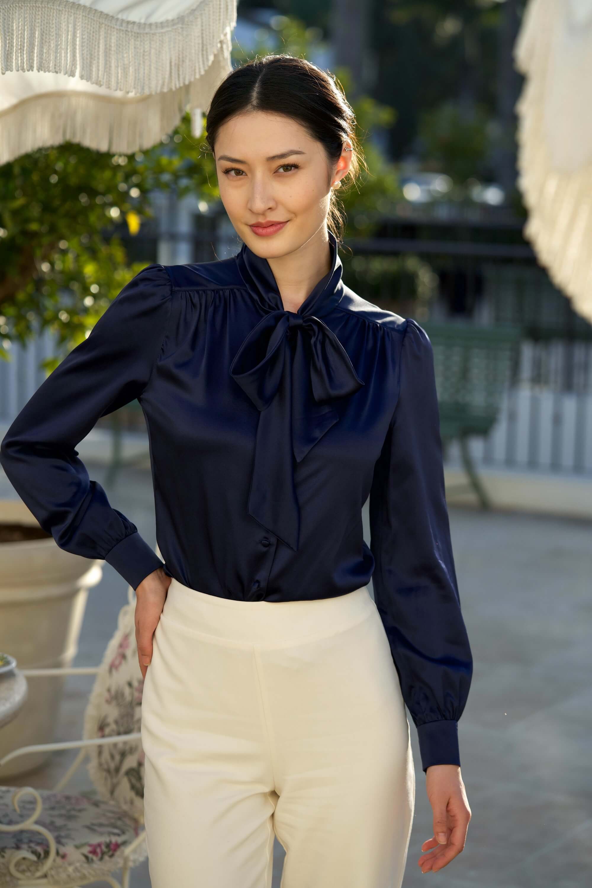 Lena Silk Bow Blouse - Image 26