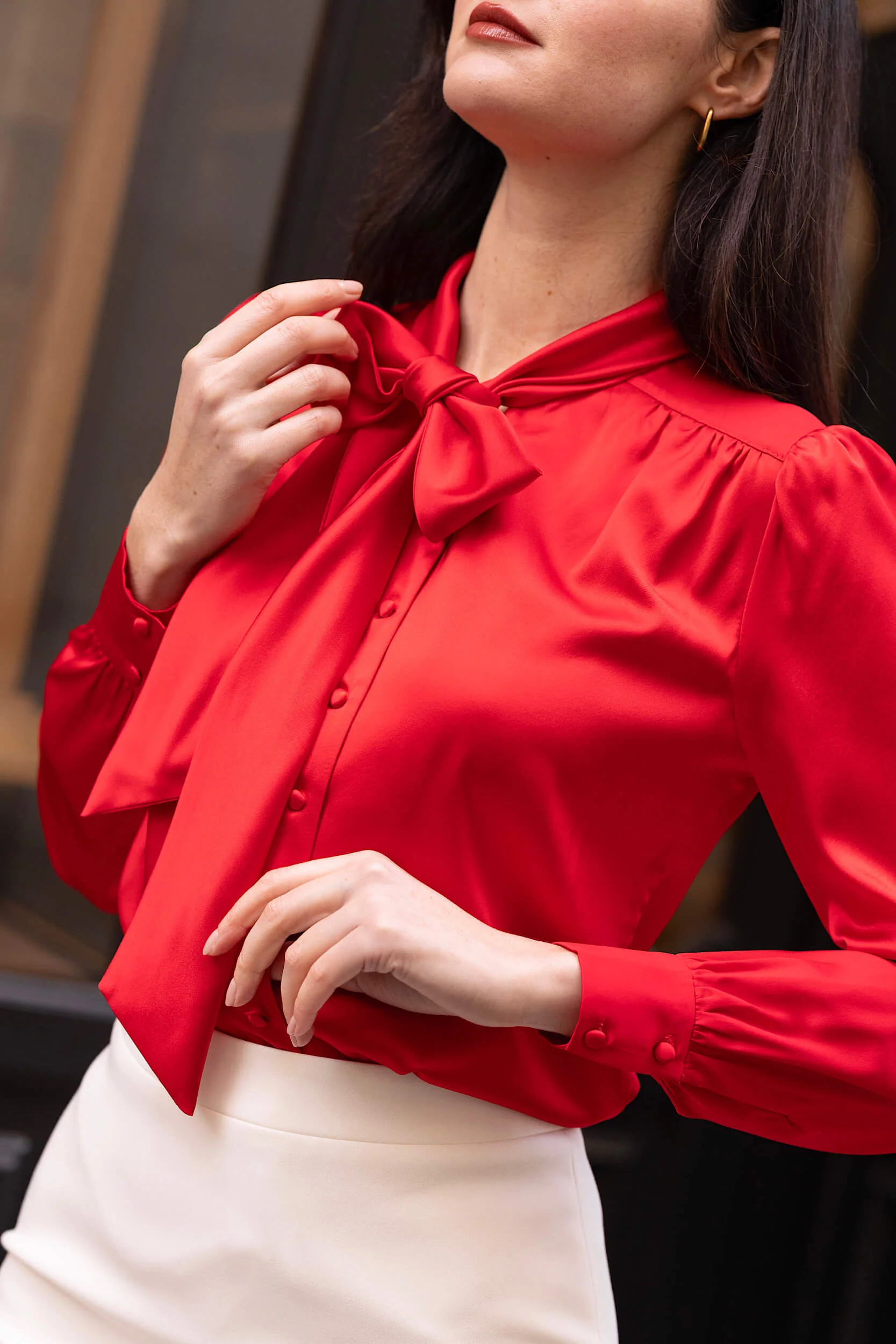 Lena Silk Bow Blouse - Image 3