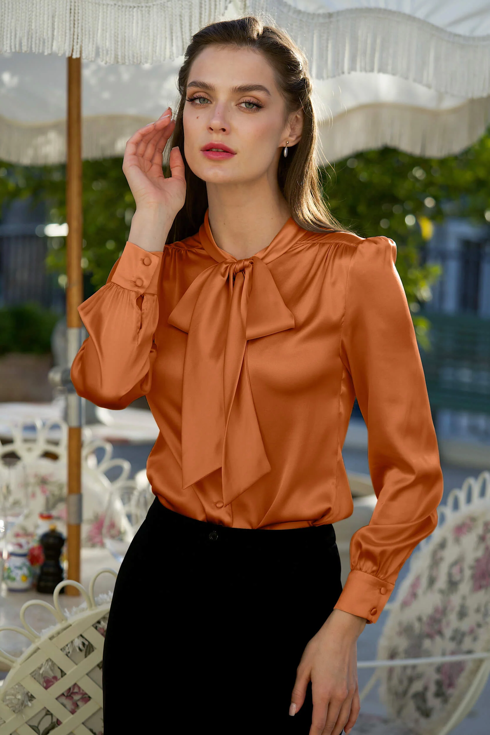 Lena Silk Bow Blouse - Image 32