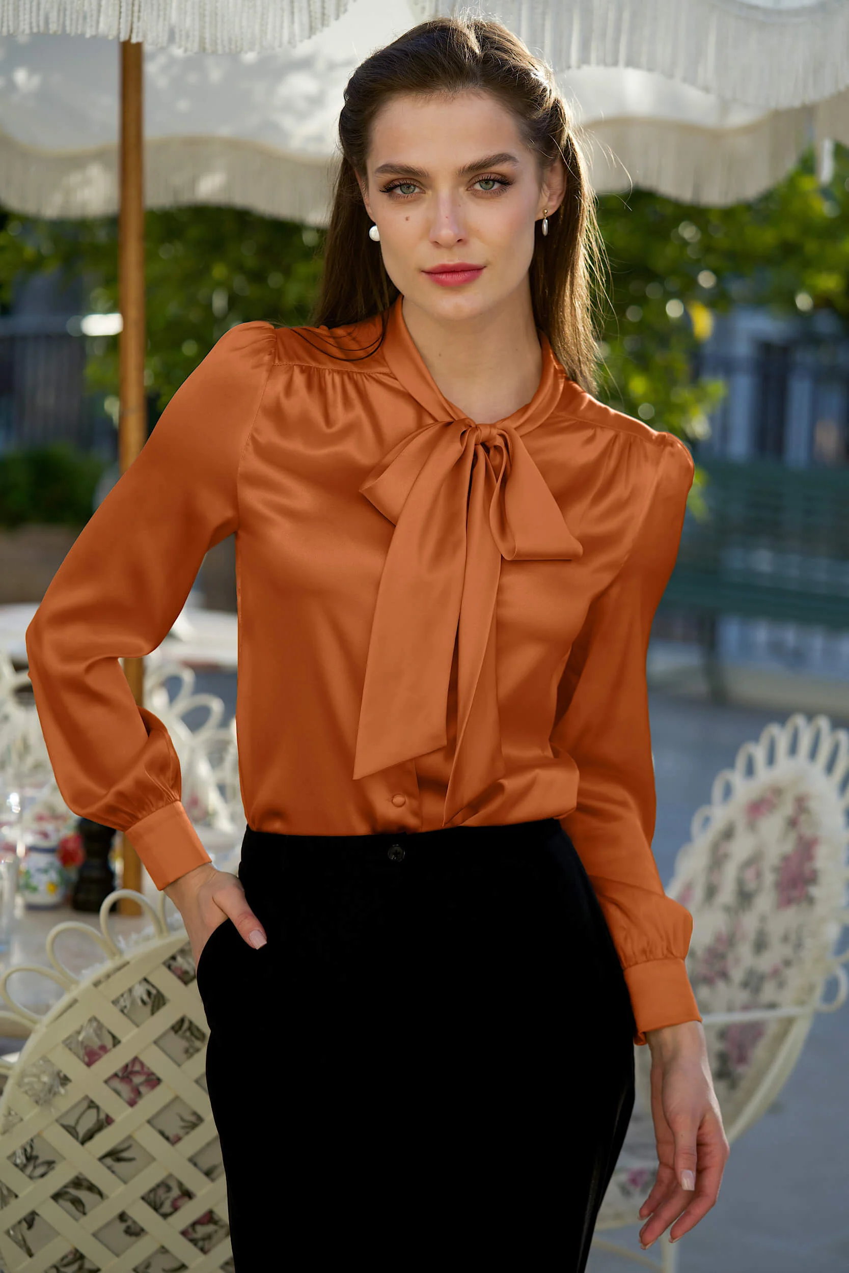 Lena Silk Bow Blouse - Image 33