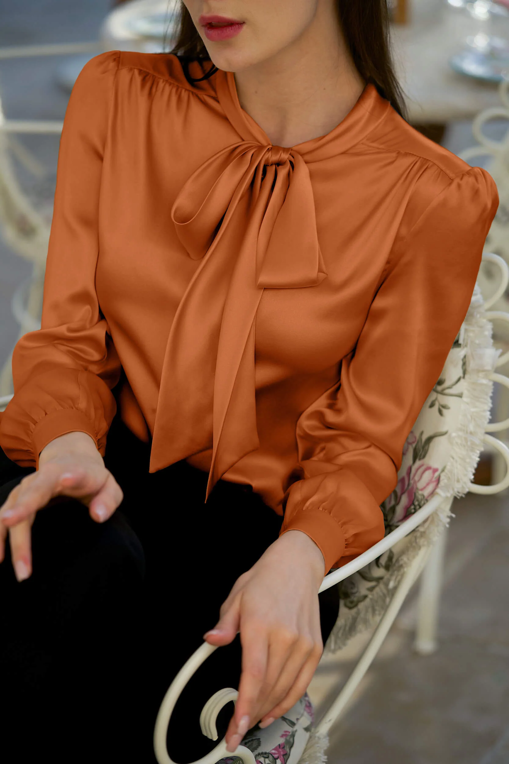 Lena Silk Bow Blouse - Image 34