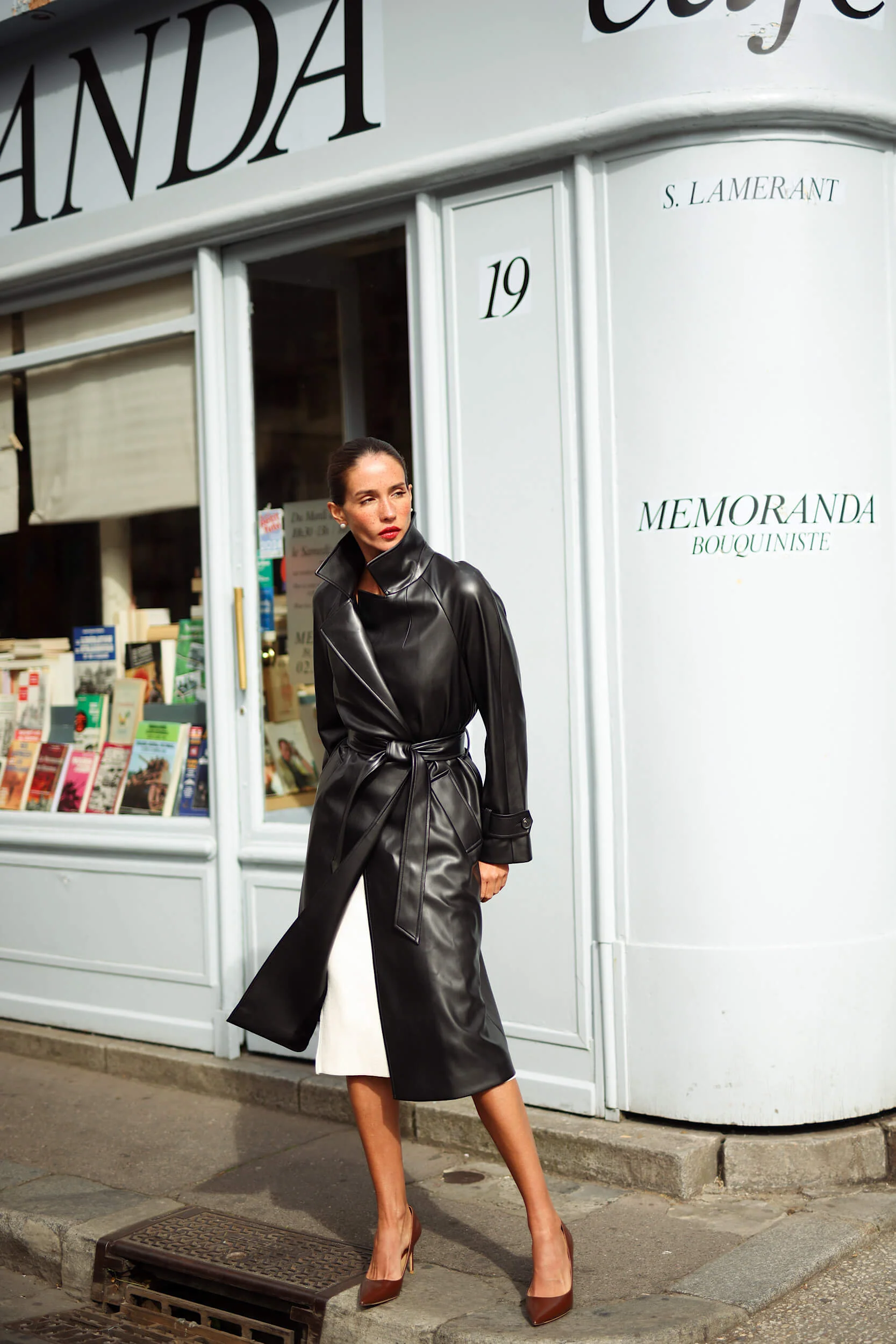 Nadine Faux Leather Trench Coat - Image 3