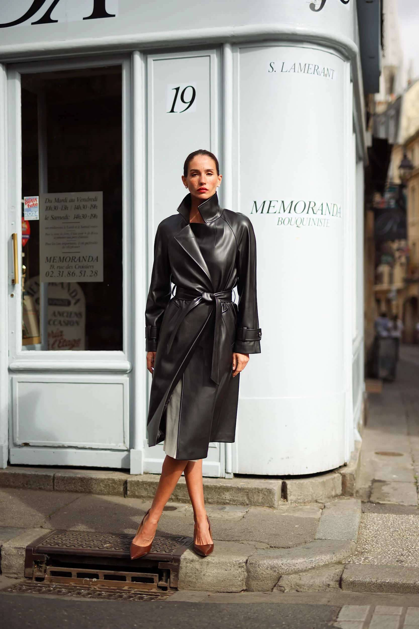 Nadine Faux Leather Trench Coat - Image 8